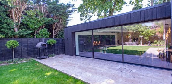 Charred Kebony timber cladding used on a family home