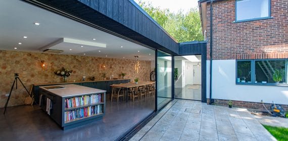 Charred Kebony timber cladding used on a family home